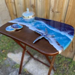 Beautiful Ocean Resin Tv Tray Table 