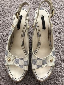 Louis Vuitton Authentic Damier Wedges sz 39