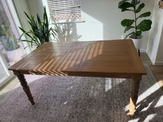 Light oak distressed, color dining table for 6