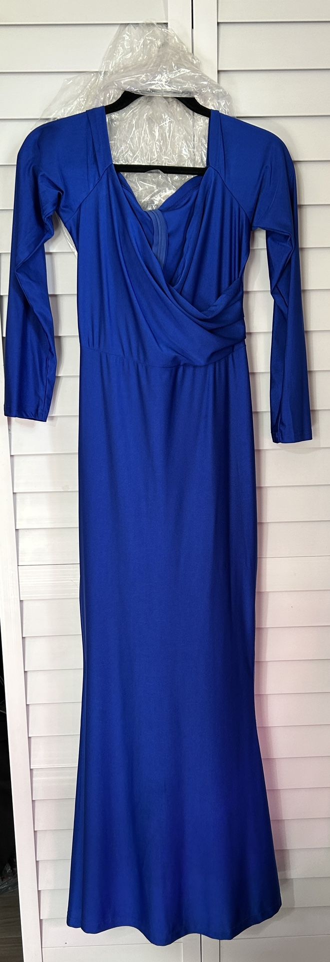 Formal Off Shoulder Dress (Royal Blue)