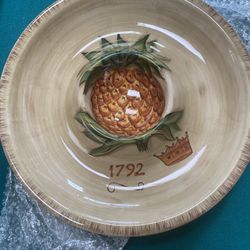  Vintage Tropical pineapple Tabletops unlimited 13” Deppe & Chips  Plates 