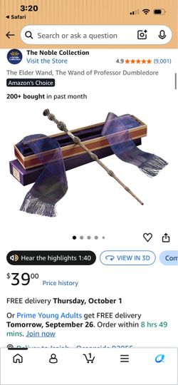 Harry Potter Albus Dumbledore Wand Ollivanders Box