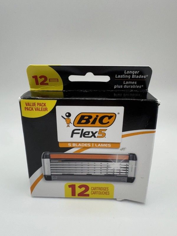 12 Refill Bic Flex 5 Refillable Razor Cartridges for Men Smooth and Comfortable
