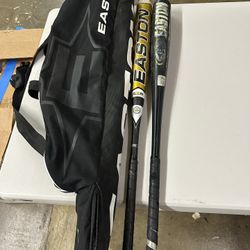 Easton Baseball & Softball Bat Lot 34” + Easton Bat Bag – Used Set