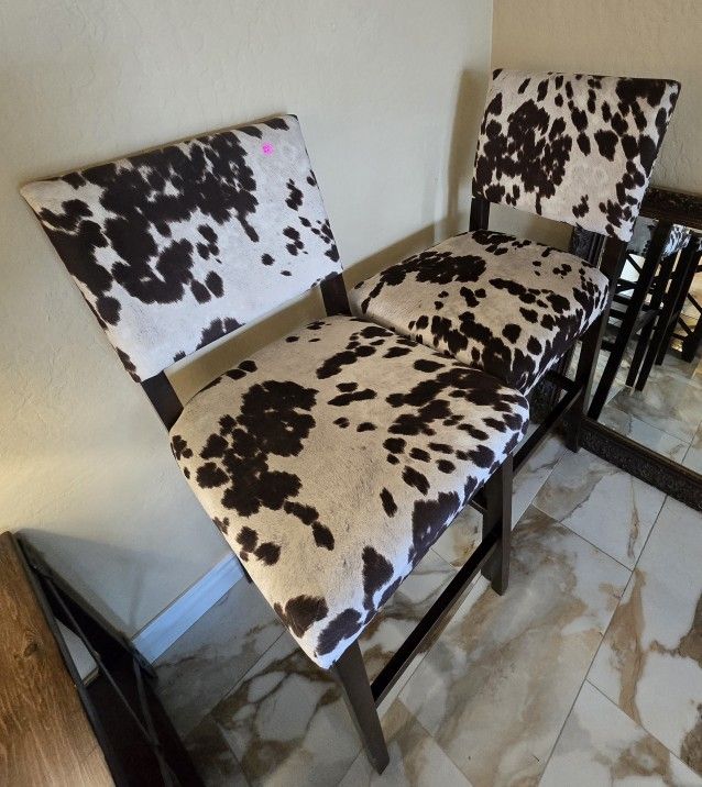 Rustic Cow Print Hyde 2 Bar Stools