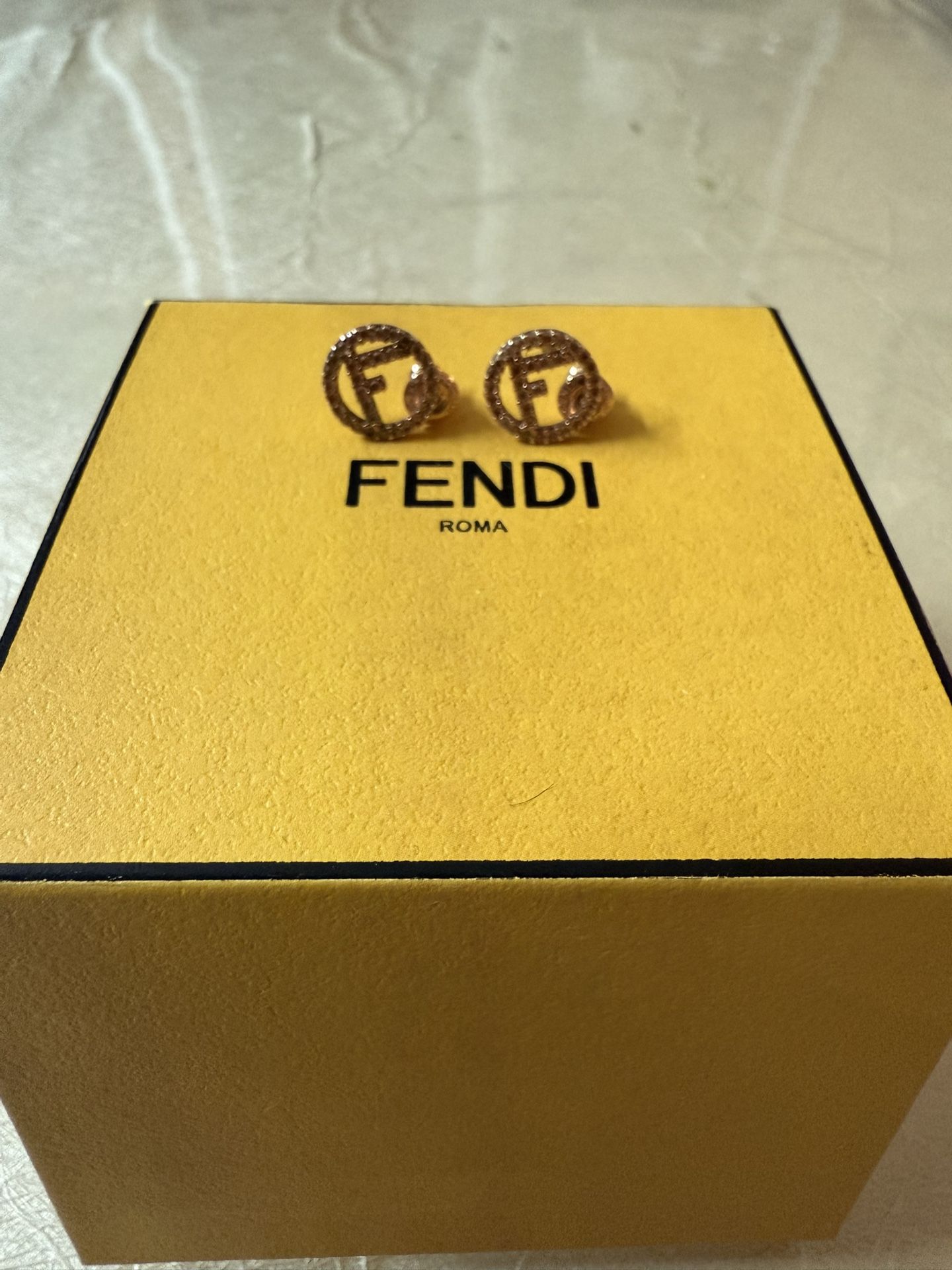 Fendi Crystal Pink Gold Earrings
