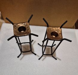 Set of 2 Metal Candle Holders