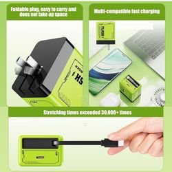 2-in-1 Compatible with Fast Charger, All in One Foldable Plug for iPhone, 120w Compatible Fast Charging Power Adapter Retractable Wall 2-in-1 120W Fas