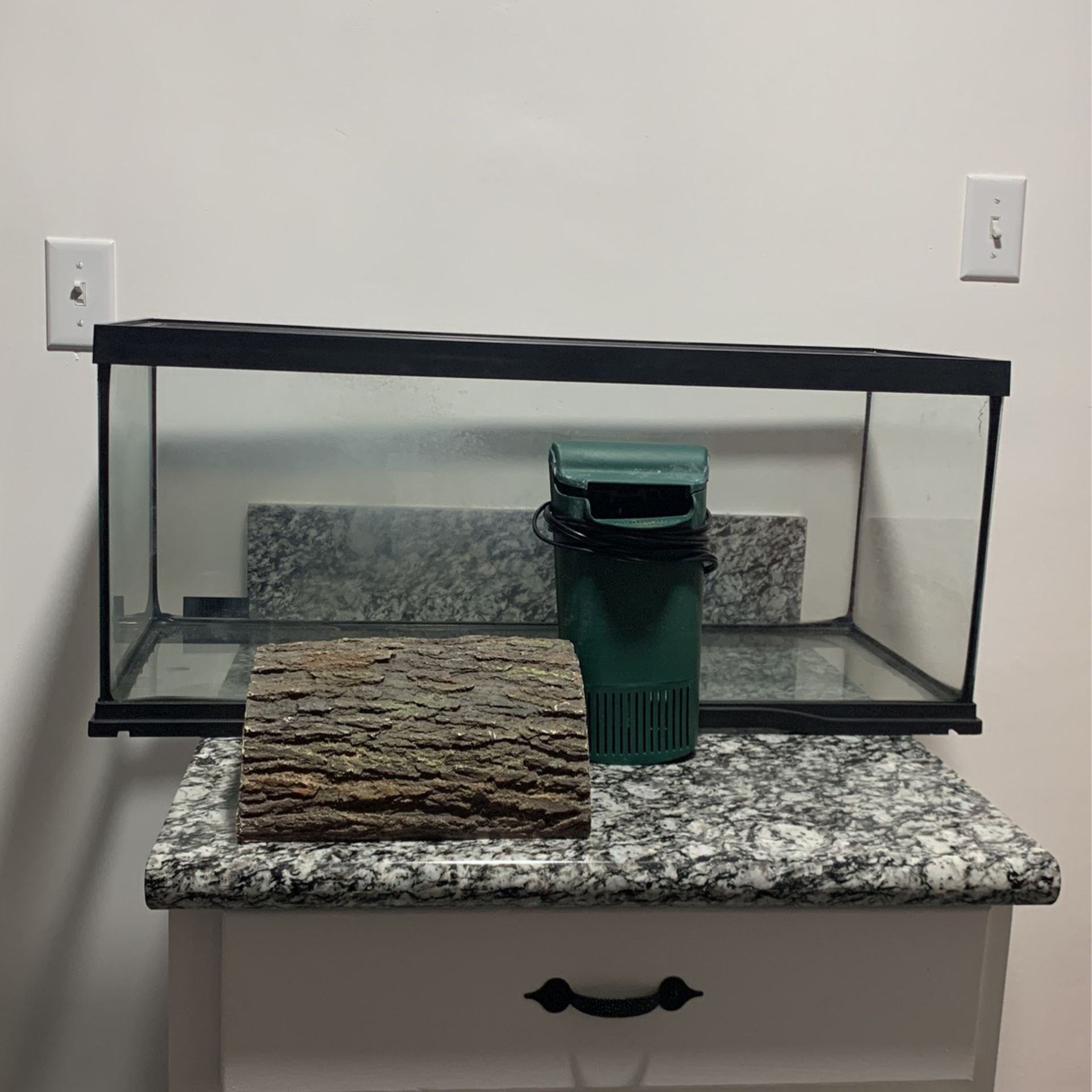 Aquatic Turtle Tank With Basking Log And Water Filter