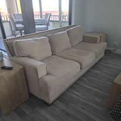 Light Colored Couch, Chair & Footstool - Priced To Go
