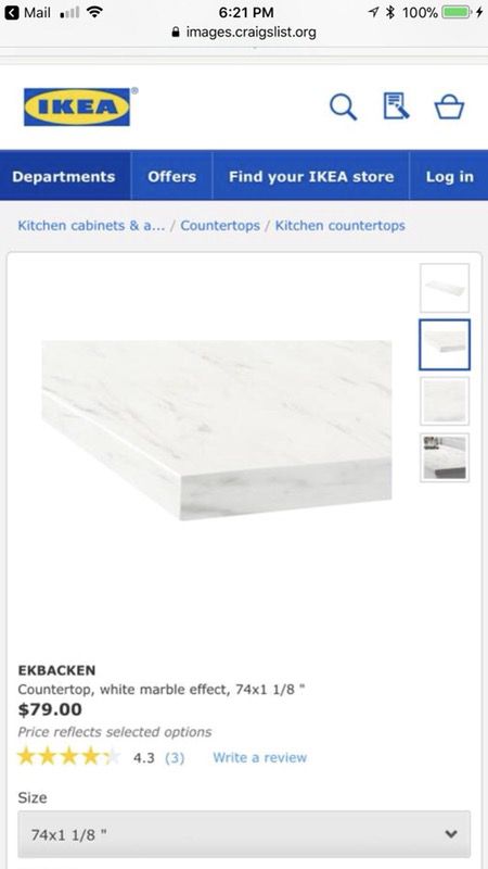 EKBACKEN Countertop, white marble effect, laminate, 74x1 1/8 - IKEA