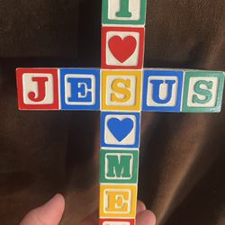 Vintage I Love Jesus He Loved Me Cross 