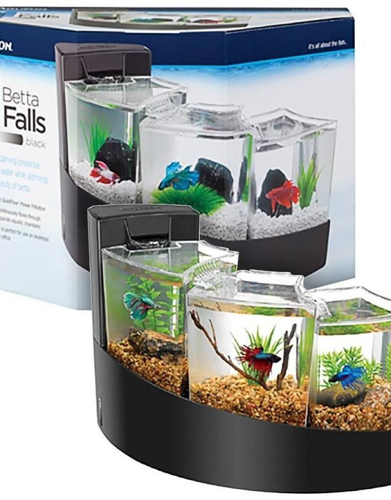 Aqueon Betta Falls Betta Fish Tank, Black