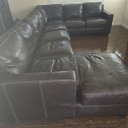 Must Sale! Leather Sofa  Queen Bed !  Like new