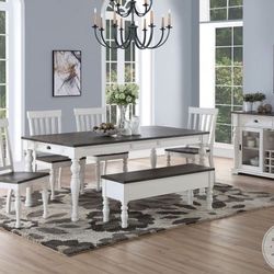 Farmhouse, Shabby Chic, Rustic Dining Table And Chairs Set, Dinette 