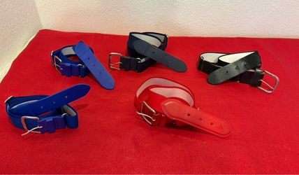 Lot of 5 Adjustable Youth Size Baseball Softball Belts - Adidas & More - blue red black - uniform