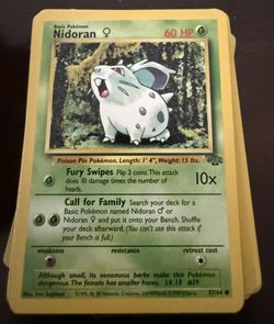 Nidoran♀ Pokémon card from the Jungle set, printed in 1999.