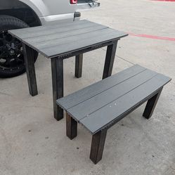 Patio table and bench..