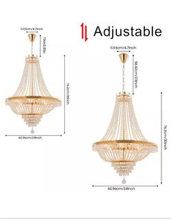 OUKANING Gold Crystal Chandelier – 24” – 9 Lights – $100 OBO