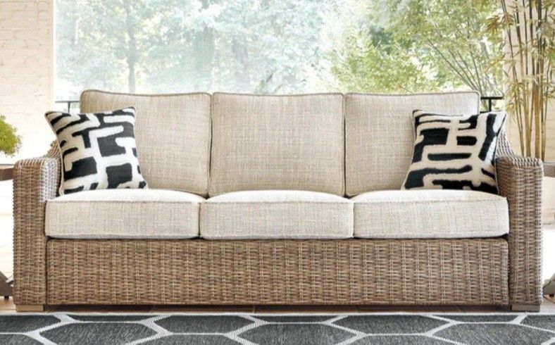 Beachcroft Beige Sofa with Cushion/ Delivery Available, Financing Options Lawn & Garden