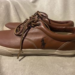 Polo Ralph Lauren Brown Leather Sneakers Size 9.5