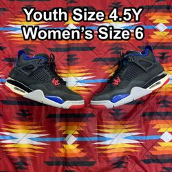 Nike Air Jordan 4 Retro Rare Air Black Red Blue Youth 4.5Y Women’s 6 IB4171-003