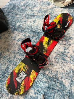 Burton Grom 120 cm kids snowboard/K2 bindings/new wax-also sell boot/gloves/helmet/goggles/bib/coats