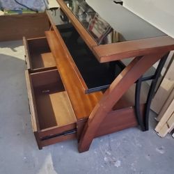 Wooden and glass tv stand, furniture, tv.
