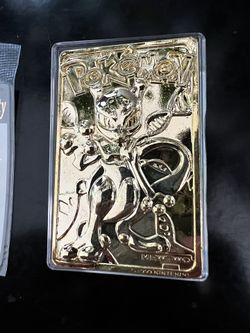 Mewtwo and Poliwhirl Gold plated cards