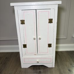 Handmade Dollhouse Miniature White Armoire Wardrobe with Drawer & Hanger