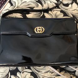 Gucci. Best Offer RARE 1960s Black Patent Clutch With Shoulder Strap.  Original not a copy.