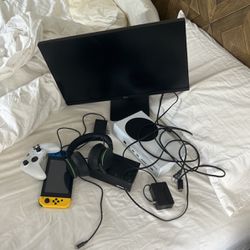 Switch And Xbox One S With Headset And Monitor.