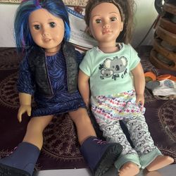 2 American girl Dolls And Closet