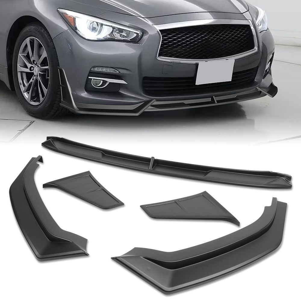 For 2014 2015 2016 2017 Infiniti Q50 Luxe Base Black Front Bumper Lip Splitter Spoiler -(2-PU-209