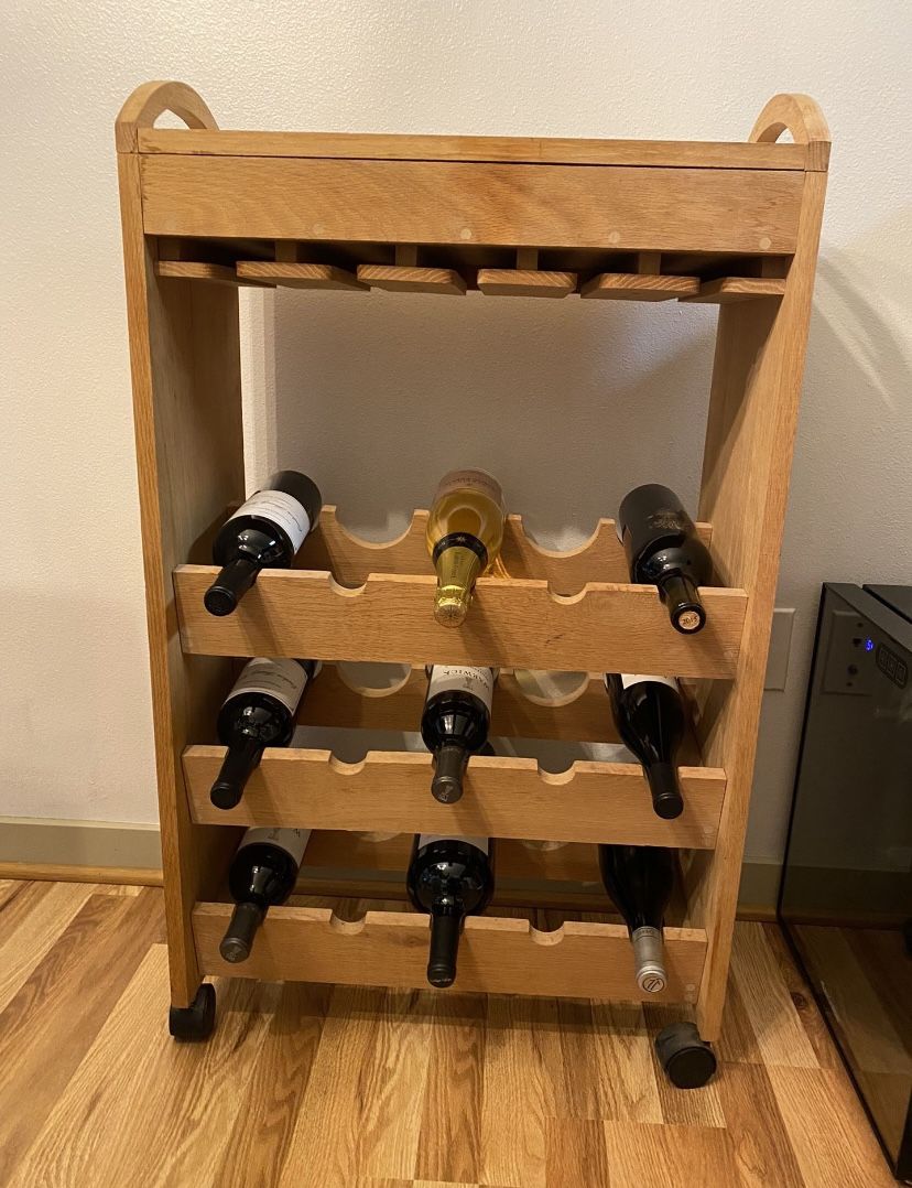 Custom Wood 15-bottle Wine Bottle & Glass Rack