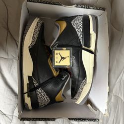 Jordan 3s Black Cement Gold