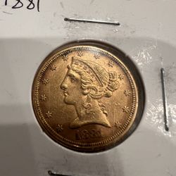 1881 $5 Liberty Head Gold Coin
