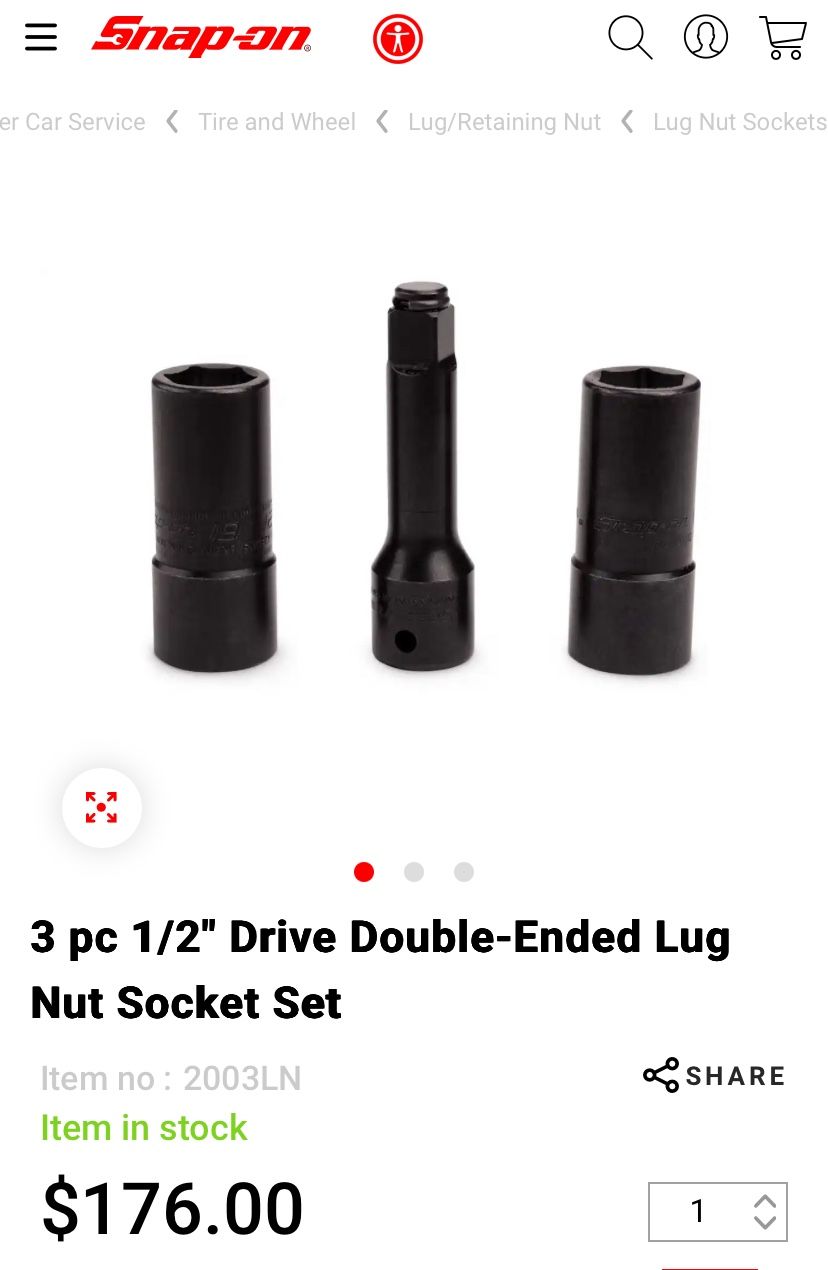 Snap On 1/2” Lug Nut Socket Set 