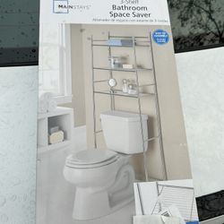 Mainstays Over the Toilet Steel 3-Shelf Storage Shelf Unit Space Saver, Chrome Finish for Adults 