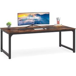 ❤️‍🔥 Modern computer desk, 78.7 x 39.4 inches, large executive office desk, study table, home office workstation, rustic/black$100