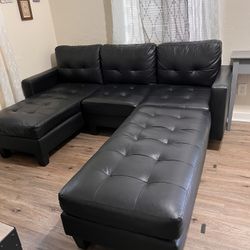 Black Sectional & Ottoman