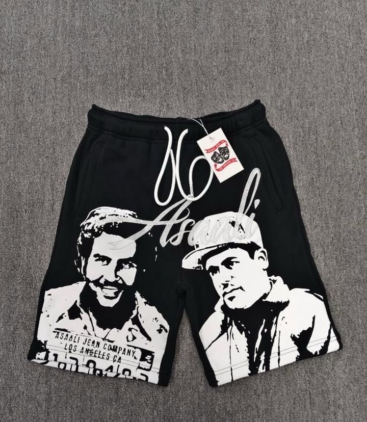 asaali black and white shorts