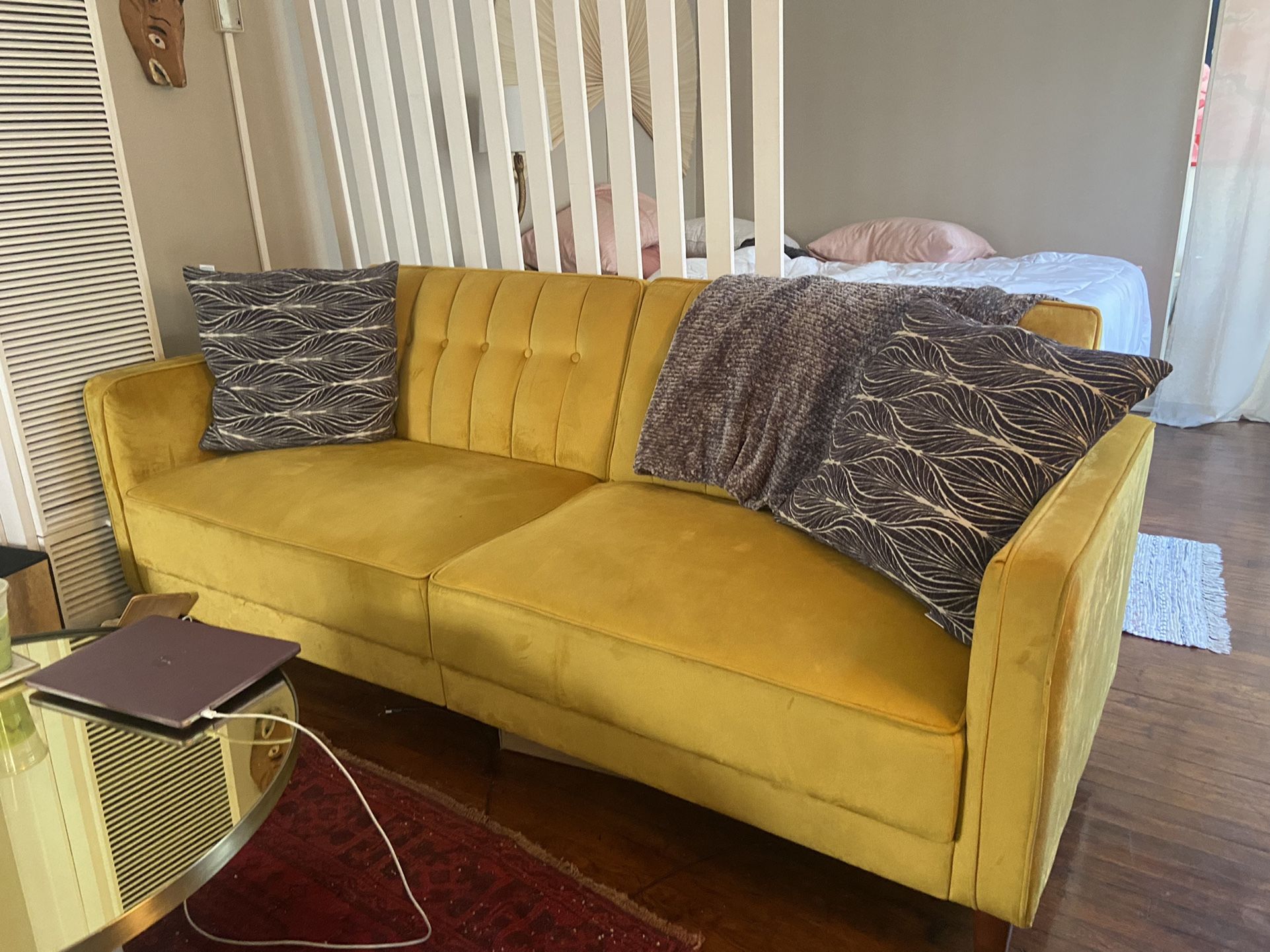 FREE Yellow Sofa - Converts To Bed 