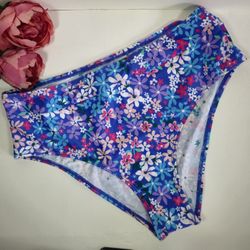 Floral Bikini Bottoms - Blue and Pink Bottom One piece swimsuit.