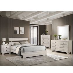 4- Pc Bedroom set Dresser,Mirror  Nightstand (1) Queen size bed frame  Not including Mattress and Box Sp