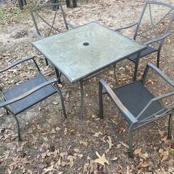 5 Piece Patio Set With Umbrella Holding Table 