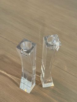 Nambé Crystal Candlestick Holders Set of 2 – Handcrafted in Slovenia w/ Box