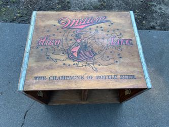 Vintage Miller High Life Girl in The Moon Wooden Crate