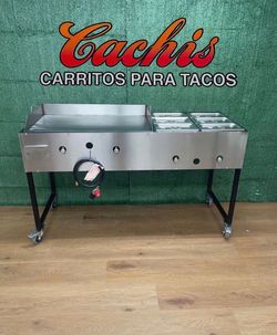 Plancha De 36” | 6 Charolas Baño María | Incluye Manguera | 36” Griddles | 6 Warming Trays |