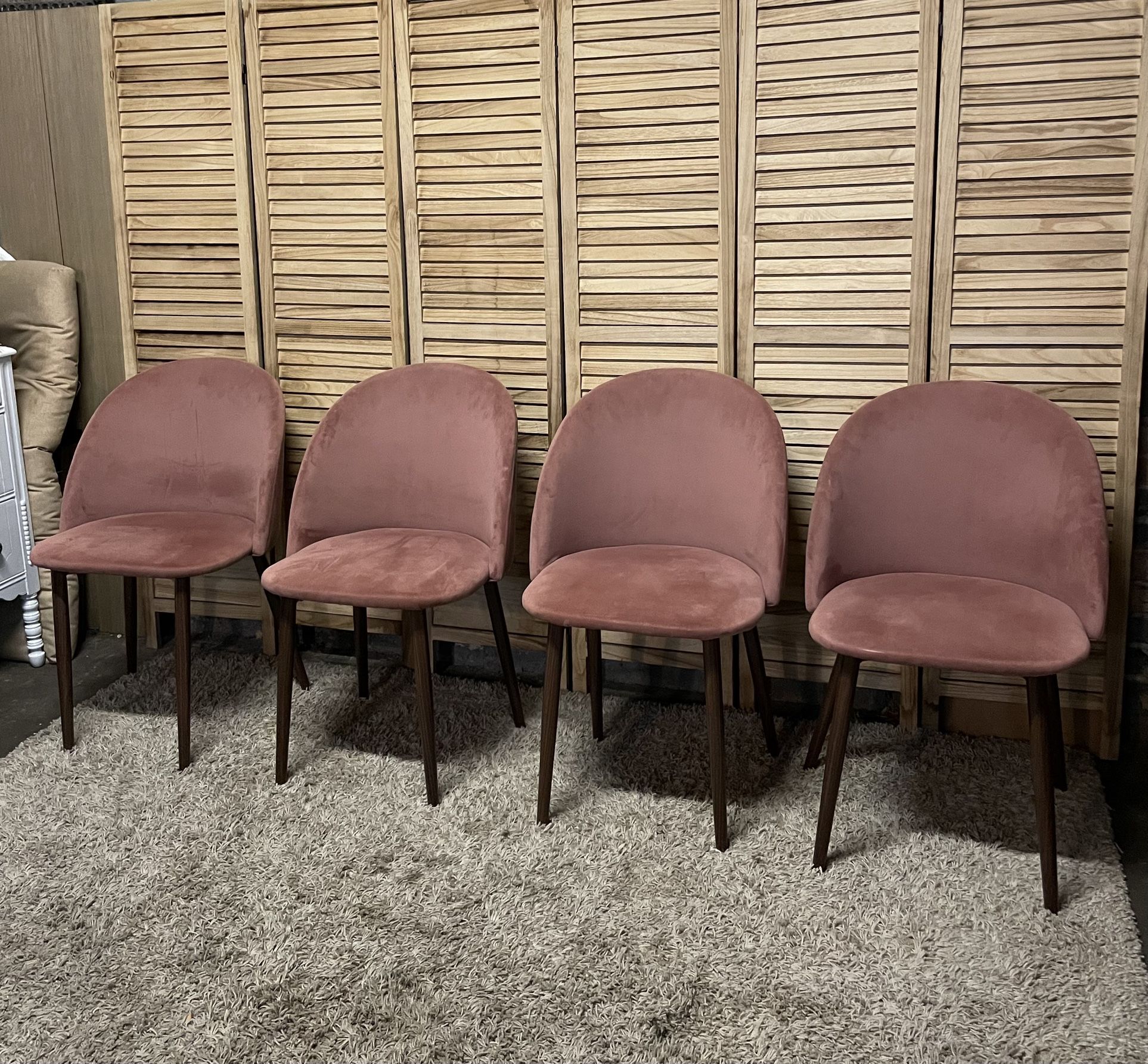 Poly & Bark Pink Velvet Dining Chairs